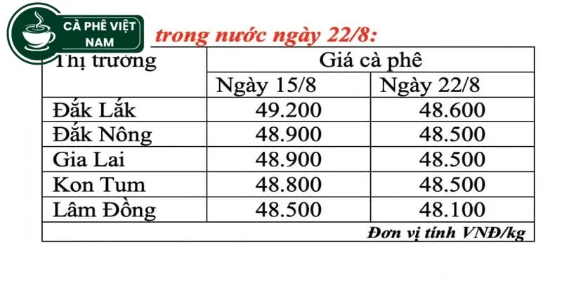 bảng giá cà phê hôm nay bảng giá cà phê hôm nay